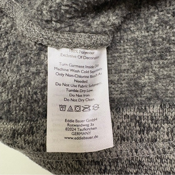 Eddie Bauer Men’s Large Quarter Zip Pullover Grey Fleece Sweater Jacket Coat Mid - Picture 5 of 9